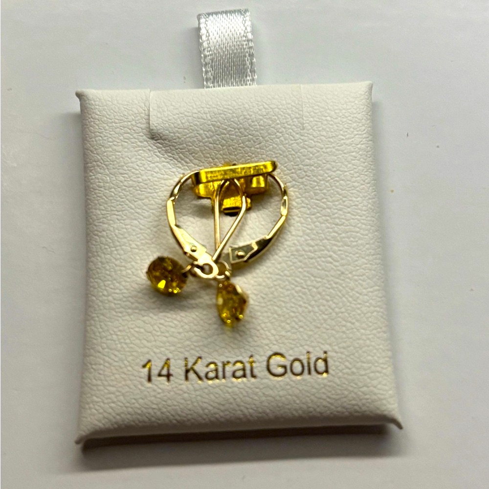 14kt Gold And Yellow Leverback Dangle Earrings. Peridot